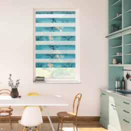 Doppelrollo Duo Aqua Floral blau B/L: ca. 80x150 cm