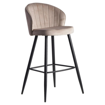 Barhocker beige schwarz Stoff Eisen B/H/T: ca. 56x102,5x52,5 cm