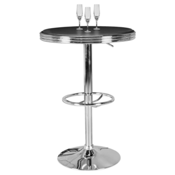 Bartisch schwarz matt silber glänzend Kunstleder B/H/T: ca. 60x68x60 cm