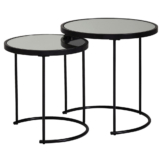 Beistelltisch 2er-Set. schwarz lackiert Glas Metall