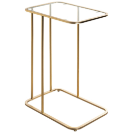 Beistelltisch  gold Optik Metall Klarglas B/H/T: ca. 45x65x30 cm