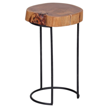 Beistelltisch natur schwarz Akazie Metall B/H/T: ca. 28x45x28 cm