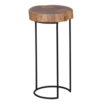 Beistelltisch natur schwarz Akazie Metall B/H/T: ca. 28x55x28 cm