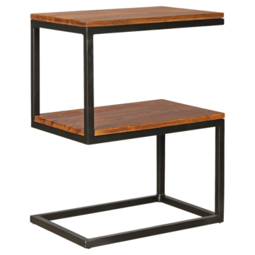 Beistelltisch natur schwarz pulverbeschichtet Echtholz Metall B/H/T: ca. 45x60x30 cm