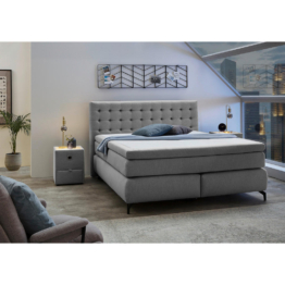 Boxspringbett  grau Flachgewebe Liegefläche B/L: ca. 180x200 cm