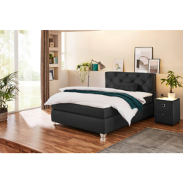 Boxspringbett  schwarz Flachgewebe Liegefläche B/L: ca. 140x200 cm