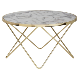 Couchtisch weiß Marmor Optik gold B/H/T: ca. 85x49x85 cm