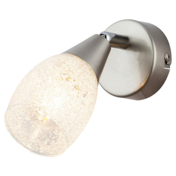 GLOBO Spot 54813-1 nickel matt klar Glas Metall Acryl B/L: ca. 7x14 cm 1 Brennstellen