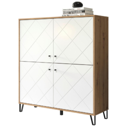 Highboard Touch Eiche Artisan Nachbildung weiß matt B/H/T: ca. 123x136x40 cm
