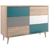 Kommode Cuba Eiche Sonoma Nachbildung weiß grau petrol B/H/T: ca. 120x87x40 cm