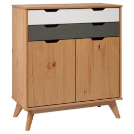Kommode Scandik kiefer Honig lackiert Optik weiß grau B/H/T: ca. 80x90x40 cm