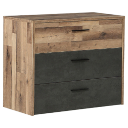 Kommode  Stabeiche Nachbildung dunkelgrau Beton Optik B/H/T: ca. 100x80x42 cm