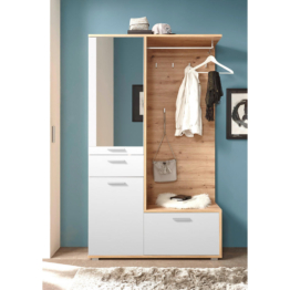 Kompaktgarderobe Entra weiß Eiche Artisan Nachbildung B/H/T: ca. 117x198x38 cm