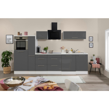 Respekta Küchenblock Amanda grau Hochglanz B/H/T: ca. 310x200x60 cm