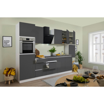 Respekta Küchenblock Premium grau Hochglanz B/H/T: ca. 320x220,5x60 cm