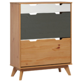 Schuhkipper Scandik kiefer Honig lackiert Optik weiß grau B/H/T: ca. 80x102x33 cm
