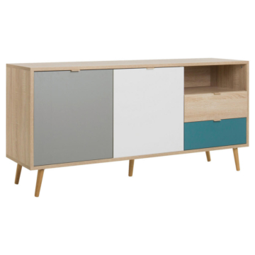 Sideboard Cuba Eiche Sonoma Nachbildung weiß grau petrol B/H/T: ca. 150x71x40 cm