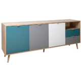 Sideboard Cuba Eiche Sonoma Nachbildung weiß grau petrol B/H/T: ca. 180x71x40 cm