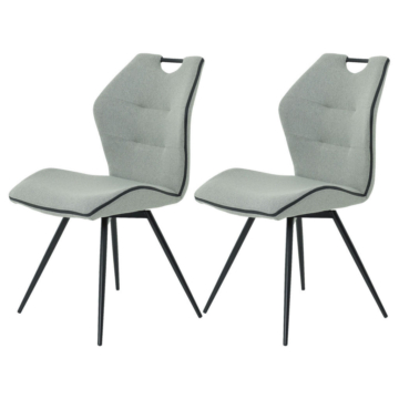 Stuhl 2er Set ARIELA grau schwarz Microfaser Metall B/H/T: ca. 46x93x61 cm
