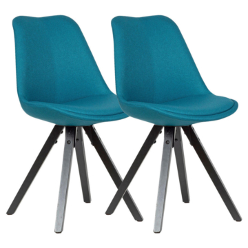 Stuhl 2er-Set blau schwarz Stoff Echtholz B/H/T: ca. 49x87x52 cm