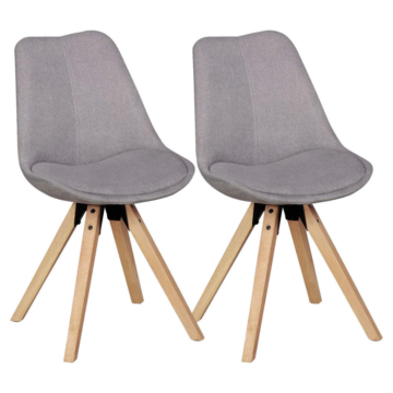 Stuhl 2er-Set hellgrau natur Stoff Echtholz B/H/T: ca. 49x87x52 cm