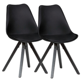 Stuhl 2er-Set schwarz schwarz schwarz Kunststoff Kunstleder Echtholz B/H/T: ca. 49x87x52 cm