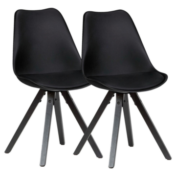 Stuhl 2er-Set schwarz schwarz schwarz Kunststoff Kunstleder Echtholz B/H/T: ca. 49x87x52 cm