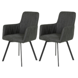 Stuhl Gesa 2er Set anthrazit Vintage Microfaser B/H/T: ca. 56x88x64 cm