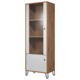 Vitrine Touch weiß matt Eiche Artisan Nachbildung B/H/T: ca. 63x172x40 cm