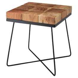 Beistelltisch natur schwarz Akazie Metall B/H/T: ca. 45x51x45 cm