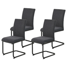 Stuhl 4er Set LINN anthrazit schwarz Webstoff Metall B/H/T: ca. 43x92x52 cm