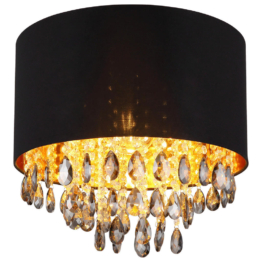 GLOBO Deckenleuchte COLETTA 15776D mattschwarz gold schwarz Metall Kunststoff Textil H/D: ca. 33x40 cm E27 1 Brennstellen