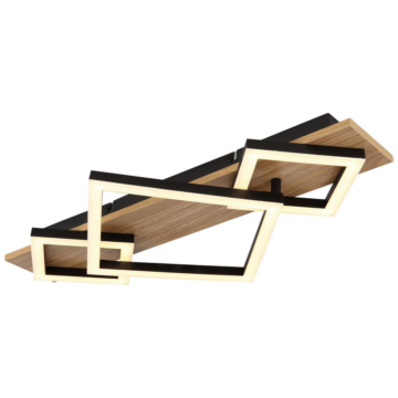 GLOBO LED-Deckenleuchte BEATRIX 67330-24 Opal mattschwarz Metall Kunststoff MDF B/H/L: ca. 54x7,5x31,2 cm 1 Brennstellen