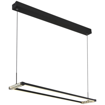 GLOBO LED-Pendelleuchte MARIELLA 67164H klar mattschwarz Opal Metall Kunststoff B/H/L: ca. 102,5x150x20,6 cm 1.0 Brennstellen
