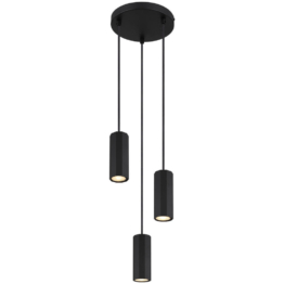 GLOBO Pendelleuchte JAMES 57918-3HB mattschwarz Metall Kunststoff H/D: ca. 120x21 cm GU10 3 Brennstellen