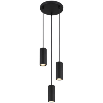 GLOBO Pendelleuchte JAMES 57918-3HB mattschwarz Metall Kunststoff H/D: ca. 120x21 cm GU10 3 Brennstellen