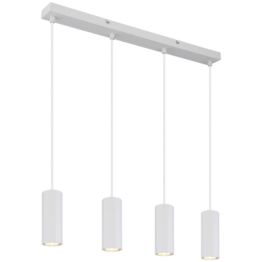GLOBO Pendelleuchte JAMES 57918-4HW weiß Metall Kunststoff B/H/L: ca. 61x120x6 cm GU10 4 Brennstellen