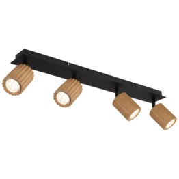 GLOBO Spot WENZEL 57037-4 mattschwarz dunkelbraun Metall Holz B/H/L: ca. 65x13x8 cm GU10 4 Brennstellen