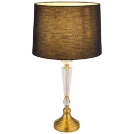 GLOBO Tischleuchte ARRO 24146B champagner schwarz messing Metall Textil Kunststoff H/D: ca. 66x35 cm E27 1 Brennstellen