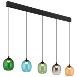 GLOBO LED-Pendelleuchte MINARA 31470508 bunt schwarz Metall Glas Kunststoff B/H/L: ca. 102x150x12 cm 1.0 Brennstellen