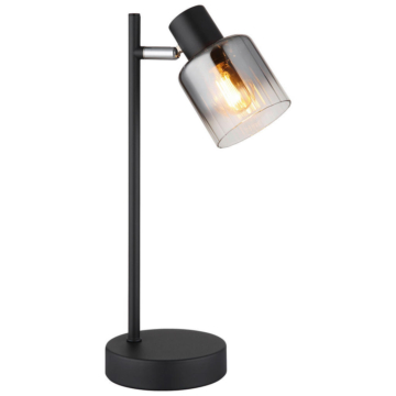 GLOBO Tischleuchte JACK 50400108 klar schwarz Rauch Glas Metall B/H/L: ca. 13,5x35x12 cm E14 1 Brennstellen