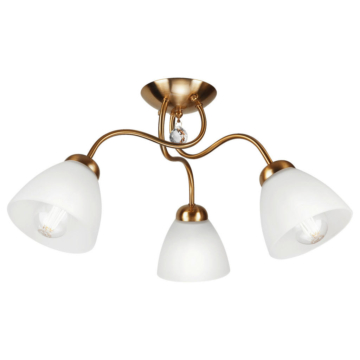 Lamkur Deckenleuchte MIRANDA 43562 oxidgrün Metall Glas H/L: ca. 31x50 cm E27 3 Brennstellen