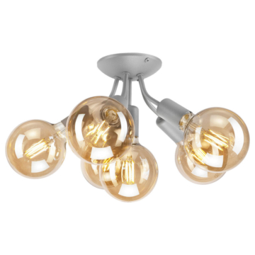 Lamkur Deckenleuchte VIGGO 39442 silber Stahl H/L: ca. 17x28 cm E27 6 Brennstellen