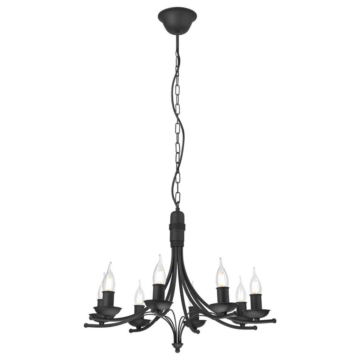 Lamkur Pendelleuchte LUCY 44125 schwarz Stahl H/L: ca. 100x58 cm E14 8 Brennstellen