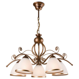 Lamkur Pendelleuchte RETRO II 3788 braun Stahl Glas H/L: ca. 73x49 cm E27 5 Brennstellen