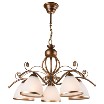 Lamkur Pendelleuchte RETRO II 3788 braun Stahl Glas H/L: ca. 73x49 cm E27 5 Brennstellen