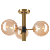 Lamkur Pendelleuchte ROLLO 49304 gold schwarz Stahl Glas H/L: ca. 32x36 cm E27 3 Brennstellen