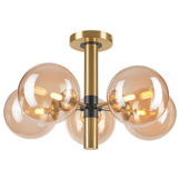 Lamkur Pendelleuchte ROLLO 49311 gold schwarz Stahl Glas H/L: ca. 32x35 cm E27 5 Brennstellen