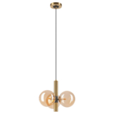 Lamkur Pendelleuchte ROLLO 49335 schwarz gold Stahl Glas H/L: ca. 120x35 cm E27 3 Brennstellen