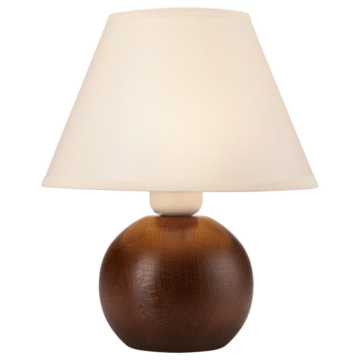 Lamkur Tischleuchte BALL 33099 natur Stahl Holz Stoff H/L: ca. 24x19 cm E27 1 Brennstellen